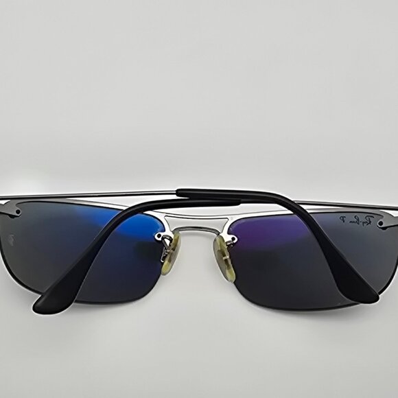 Ray-Ban RB3156 004/9A Top Square Gunmetal Polarized Green Aviator Sunglasses - Picture 11 of 16